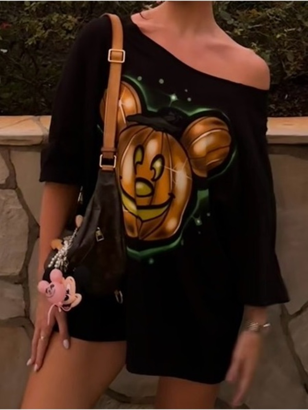 Black Mickey Mouse Pumpkin Tee